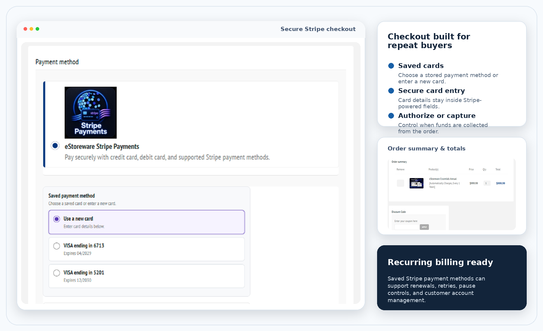 Stripe checkout and recurring billing overview