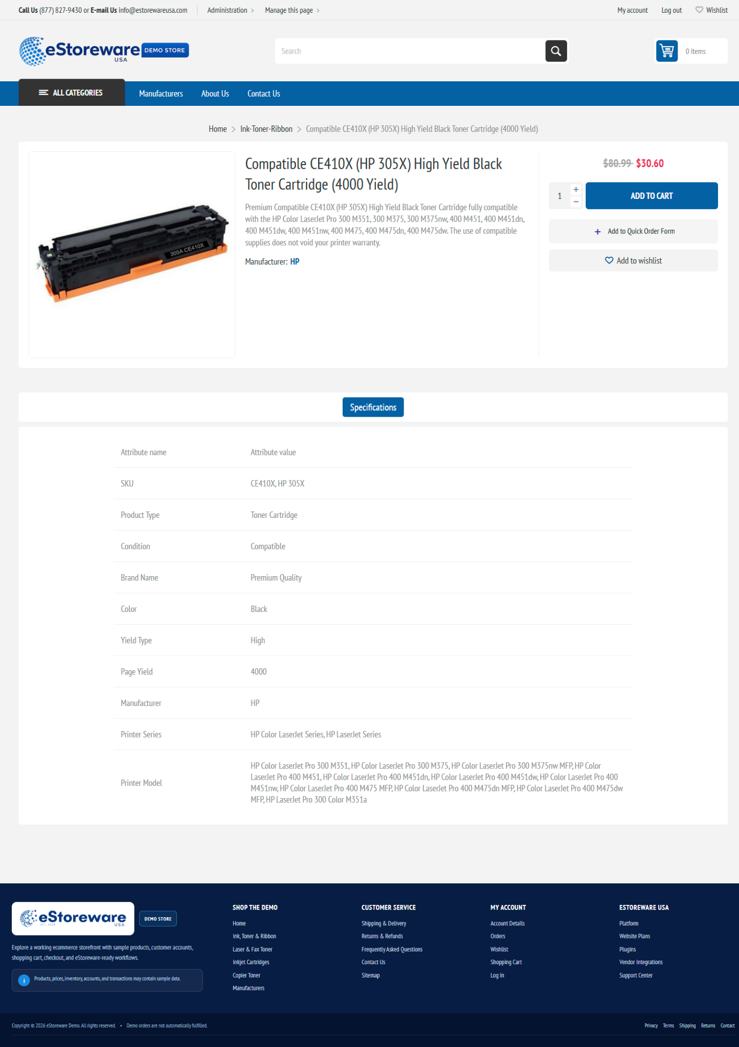 Storefront product detail page
